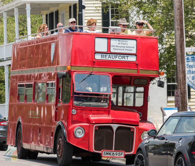 Beaufort Historic Site features a double decker bus tour