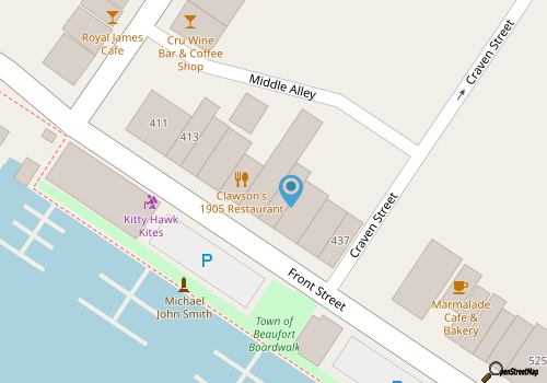 Clawson’s 1905 Restaurant map location