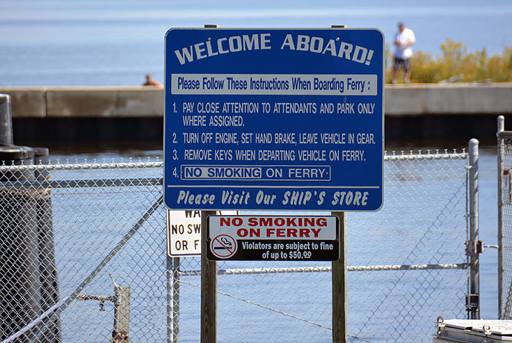 Cape Lookout Ferry Terminal instructions sign