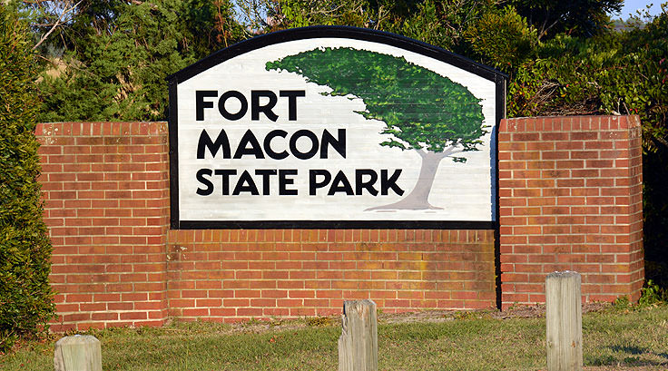 Fort Macon State Park welcome sign