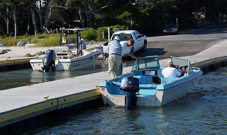 Launching boats on Bogue Sound