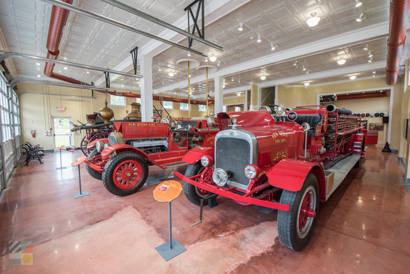 Uniform displays at the New Bern Firemans Museum