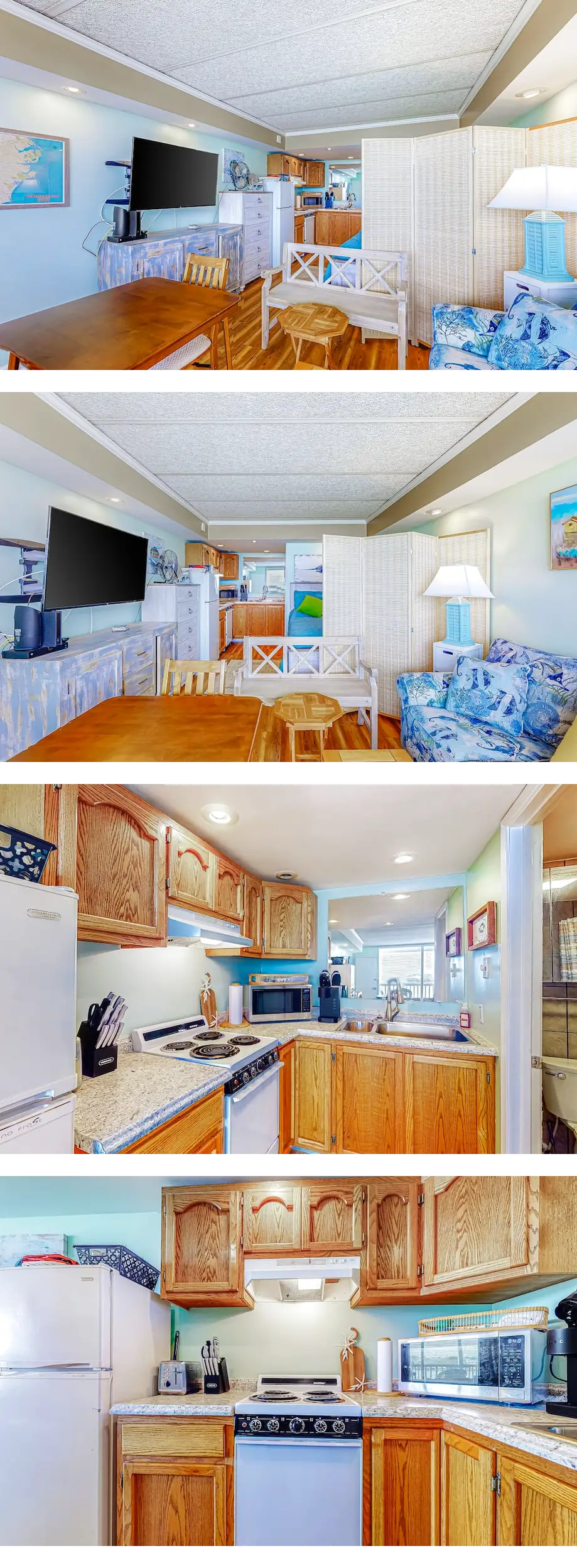 Colorful studio near the ocean with pool, central AC, & kitchenette
